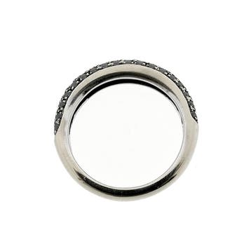 Witgouden pavé ring met zwarte diamanten; 0,55 ct., 18 tot 19, Gebruikt, Ophalen of Verzenden, Met edelsteen