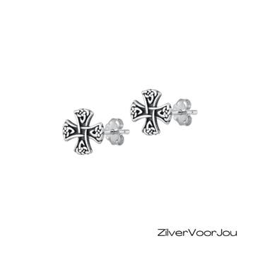 925 Zilveren Keltische kruis oorstekers, Verzenden, Nieuw, Zilver