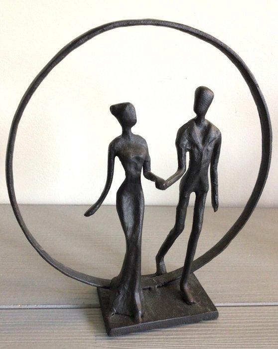 sculptuur, “ Happy together ! “ - 20 cm - alloy, Antiek en Kunst, Curiosa en Brocante