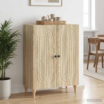 vidaXL Dressoir Sonoma Eiken 66 x 34,5 x 90 cm Bewerkt hout, Verzenden, Nieuw, Overige houtsoorten, Minder dan 50 cm