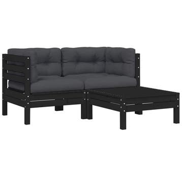 Tuinset 3-delig zwart - 35% Korting - Retourdeal, 3 zitplaatsen, Ophalen of Verzenden, Zo goed als nieuw, Loungeset