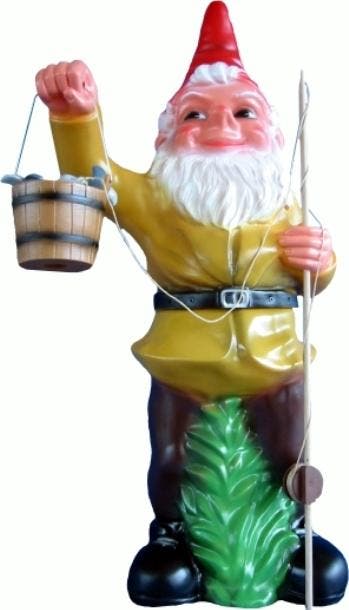 Grote tuinkabouter met hengel, Verzenden, Nieuw