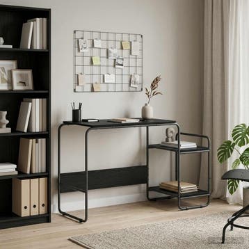 vidaXL Bureau met opbergruimte Zwart eiken 131.5 x 50 x 75.5, Verzenden, Nieuw