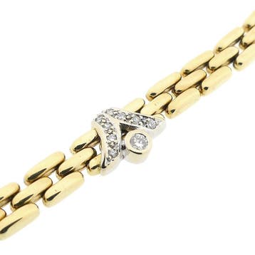 Gouden Bismarck schakelcollier met diamanten; 0,15 ct., Gebruikt, Ophalen of Verzenden, Met edelsteen, Goud