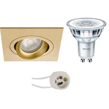 GU10 Inbouwspot Set - Mat Goud - Inbouw Vierkant -, Huis en Inrichting, Lampen | Spots, Ophalen of Verzenden, Nieuw, Overige fittingen