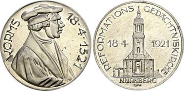 Medaille Reformation 1921 Worms Stadt:, Postzegels en Munten, Verzenden