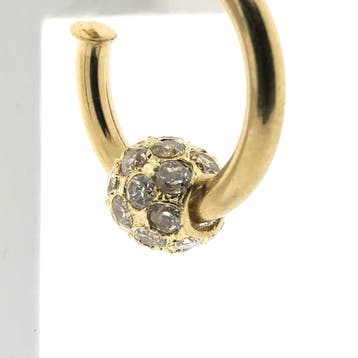 Gouden oorstekers met zirconia bolletjes; Ø 20,0 mm, Gebruikt, Ophalen of Verzenden, Met edelsteen, Goud