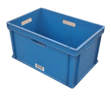Stapelbak, 600x400x320 mm, euronorm, blauw pp, gebruikt -, Gebruikt, 40 tot 60 cm, 50 tot 75 cm, Bak of Kist