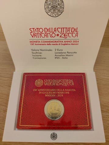 Vaticaan. 2 Euro 2024 Guglielmo Marconi (Zonder