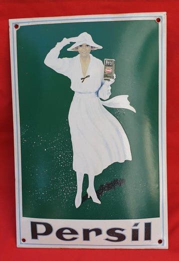 Aus großer Sammlung - Persil de witte vrouw - Emaille bord -