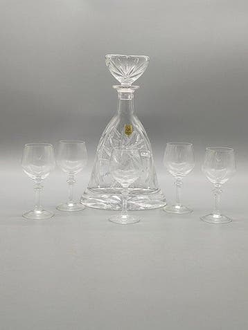 Kristall Lead Set – Karaffe mit 5 Gläsern Bleikristall - Pot