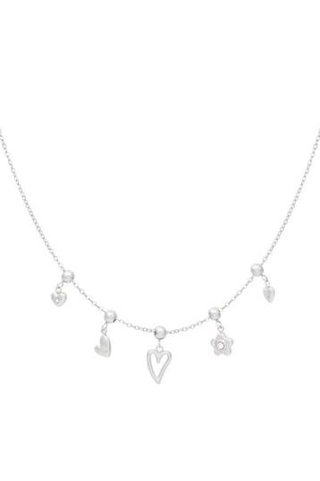 Goudlief Bedelketting bloemen en hartjes (Hangerkettingen), Sieraden, Tassen en Uiterlijk, Kettingen, Verzenden, Nieuw, Zilver