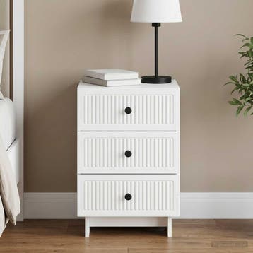 vidaXL Nachtkastje met lade Wit 43 x 41 x 66,5 cm Bewerkt, Minder dan 45 cm, Verzenden, Nieuw, 55 tot 70 cm