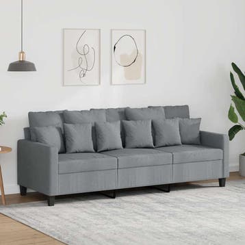 vidaXL Driezitsbank 180 cm stof lichtgrijs, Verzenden, Nieuw, Driepersoons, Stof