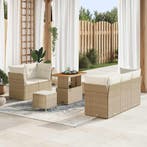 vidaXL Tuin Sofa Set met kussen met opslag 8 pcs beige en, Tuin en Terras, Verzenden, Nieuw, Rotan, 8 zitplaatsen