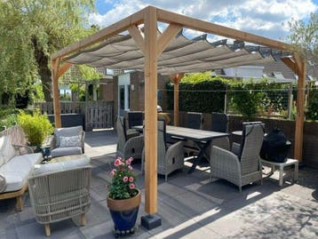 Shadowcomfort Pergola met harmonicaschaduwdoek 2,90 x 4 mtr, Tuin en Terras, Nieuw