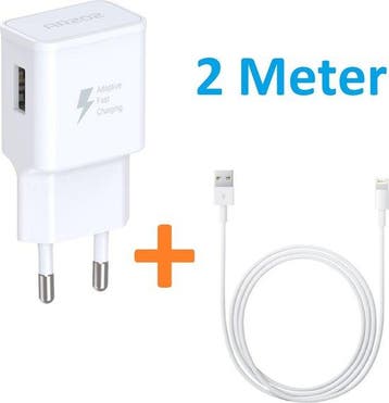 Lightning kabel – USB Stekker Adapter – Snelladen – 2 Meter, Ophalen of Verzenden, Nieuw