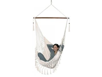 Hangstoel Braziliaans Wit | Retourdeal 50% Korting, 2 zitplaatsen, Ophalen of Verzenden, Zo goed als nieuw, Loungeset