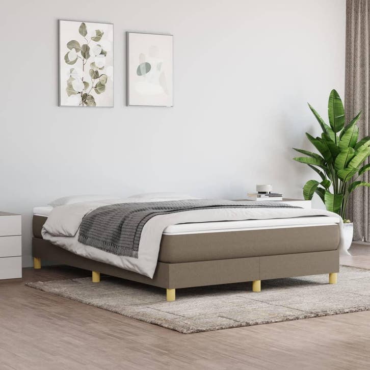 vidaXL Boxspring bed stof taupe 140x200 cm, Huis en Inrichting, Slaapkamer | Bedden, 140 cm, 200 cm, Tweepersoons, Nieuw, Stof