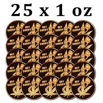 Verenigde Staten. 25 x 1 oz Hey Buddy Cannabis Leaf 999