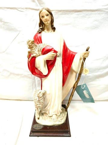 A. Santini - sculptuur, Gesù Buon Pastore - Dipinta a mano