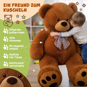Knuffelbeer Bruin Pluche 175cm XXXL (Knuffels, Speelgoed), Verzenden, Nieuw