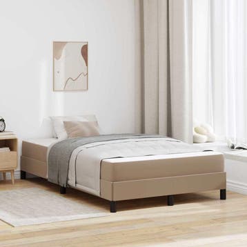 vidaXL Bedframe met matras Cappuccino 120 x 200 cm Stof, Bruin, Verzenden, Nieuw, Twijfelaar