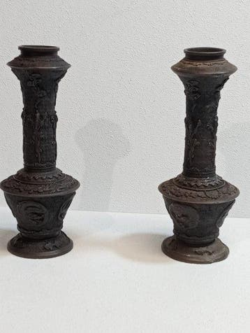 Kandelaar (2) - Brons - Qing-stijl