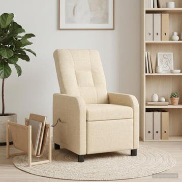 vidaXL Massage Recliner Crèmekleurig Stof, Huis en Inrichting, Verzenden, Nieuw