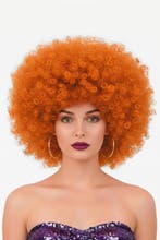 Pruik Afro Oranje Koper Disco met Gratis 2x Haarnetje Afroka, Ophalen of Verzenden, Nieuw, Carnaval