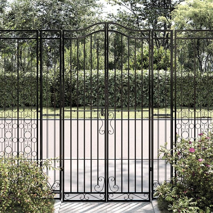 vidaXL Poort 121x8x180 cm smeedijzer zwart, Tuin en Terras, Tuinpoorten, Nieuw, Verzenden