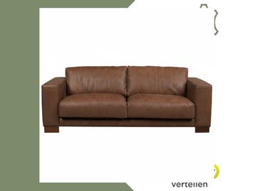 Leren bank Clear - 3 zits - Kenia Brown (bruin) - Poten, Bohemian, Eigentijds, Modern, Retro, Vintage, Nieuw, Ophalen of Verzenden