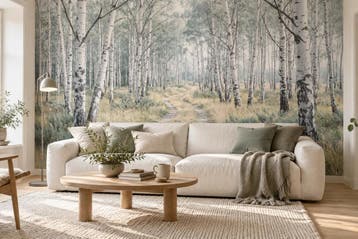 Berkenbos fotobehang – licht bos behang woonkamer, Verzenden, Fotobehang