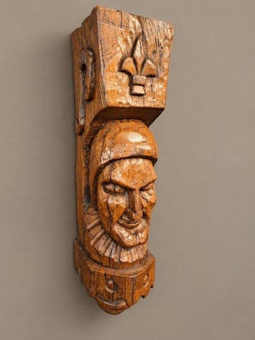 sculptuur, Eikenhouten console - 37.5 cm - Eik