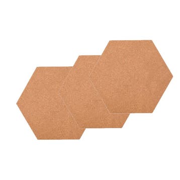 Kurk prikbord - 3 stuks - 34 cm x 30 cm - Prikbord - Zeshoek, Verzenden, Nieuw