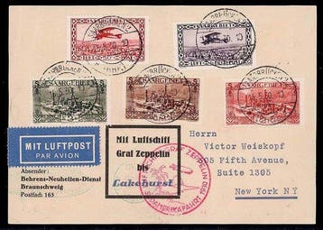 Saargebied 1930 - Luftschiff Graf Zeppelin, 1e, Gestempeld