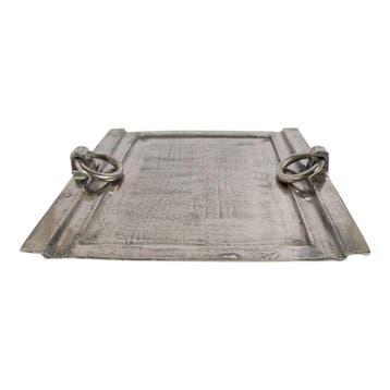 Dienblad met handgrepen ijzer zilver h9 50x50, Verzenden, Nieuw