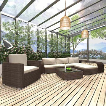 vidaXL 8-delige Loungeset met kussens poly rattan bruin, Verzenden, Nieuw, 8 zitplaatsen, Loungeset