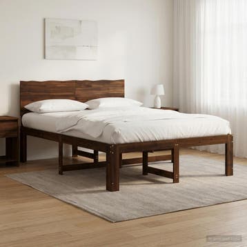 vidaXL Tweepersoonsbed met hoofdeinde ROSTOCK Donkerbruin, Huis en Inrichting, Bruin, Verzenden, Hout, Nieuw