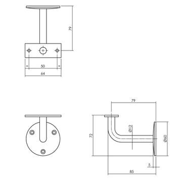 Intersteel Leuninghouder opschroevend vlak zadel - RVS, Verzenden, Nieuw