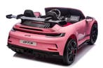 Kinderauto PORSCHE GT3 Roze  2 zitter, leder, FM, BT, Ophalen of Verzenden, Nieuw