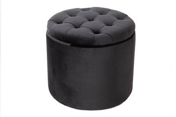 Elegante kruk MODERN BAROQUE 50cm zwart fluwelen opbergmand, Ophalen of Verzenden, Nieuw