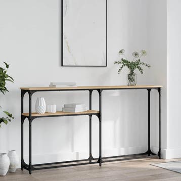 vidaXL Wandtafel 145x22,5x75 cm bewerkt hout sonoma, Minder dan 45 cm, Verzenden, Nieuw, 70 cm of meer