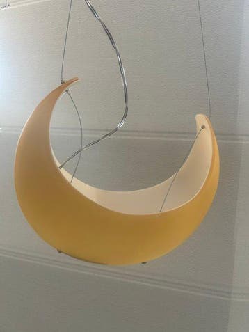 Plafondlamp - geblazen glas, IJzer - gele maan