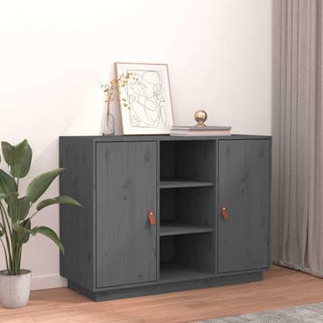 vidaXL Dressoir 100x40x75 cm massief grenenhout grijs, Verzenden, Nieuw, Grenenhout, Minder dan 50 cm