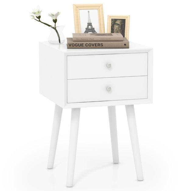2dekans | Nachtkastje Wit 40x40x59,5 cm – Houten Bijzettafel, Huis en Inrichting, Tafels | Bijzettafels, Zo goed als nieuw, Ophalen of Verzenden