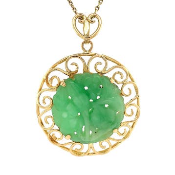 Gouden hanger met jade 14 krt, Ophalen of Verzenden, Nieuw