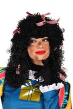 Pietenpruik luxe zwart met roze strikjes, Verzenden, Nieuw