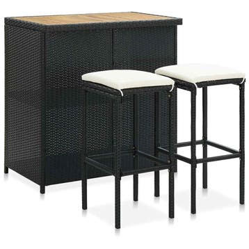 vidaXL 3-delige Barset poly rattan zwart, Verzenden, Nieuw