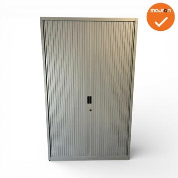 Roldeurkast Aspa - 195x120x47cm - Zilvergrijs met zilverg..., Werkplek, Ophalen of Verzenden, Gebruikt, Kast